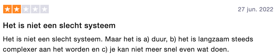 Sommige gebruikers vinden dat Teamleader minder wordt