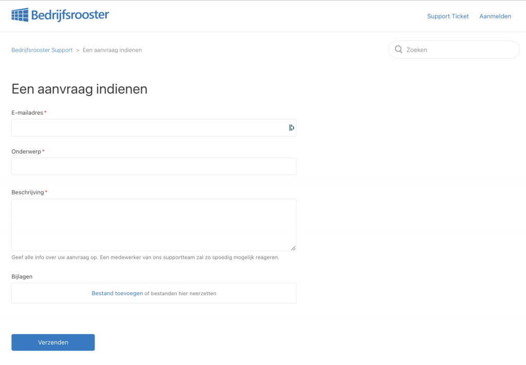 Het ticketing systeem van Bedrijfsrooster