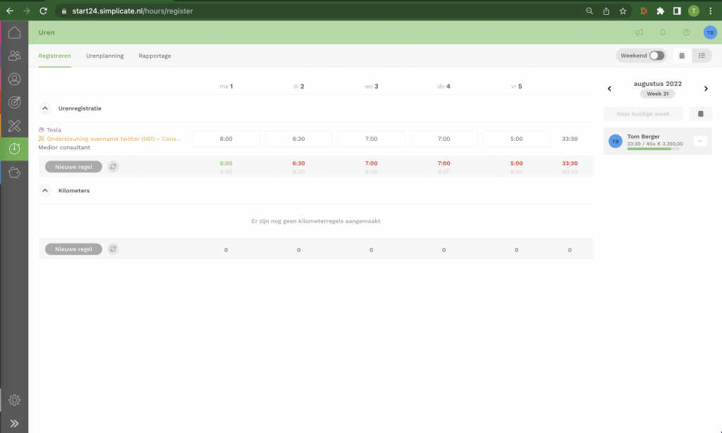 Urenregistratie werkt goed en is duidelijk